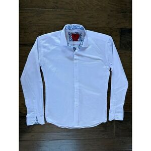 Elie Balleh Milano Italy Mens Slim Fit Textured Button Down Shirt Paisley Preppy